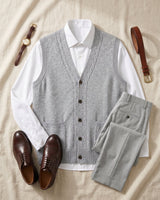 Cable Knit Button-Front Vest — Gray