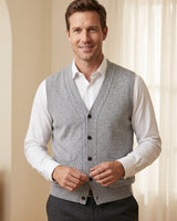 Cable Knit Button-Front Vest — Gray