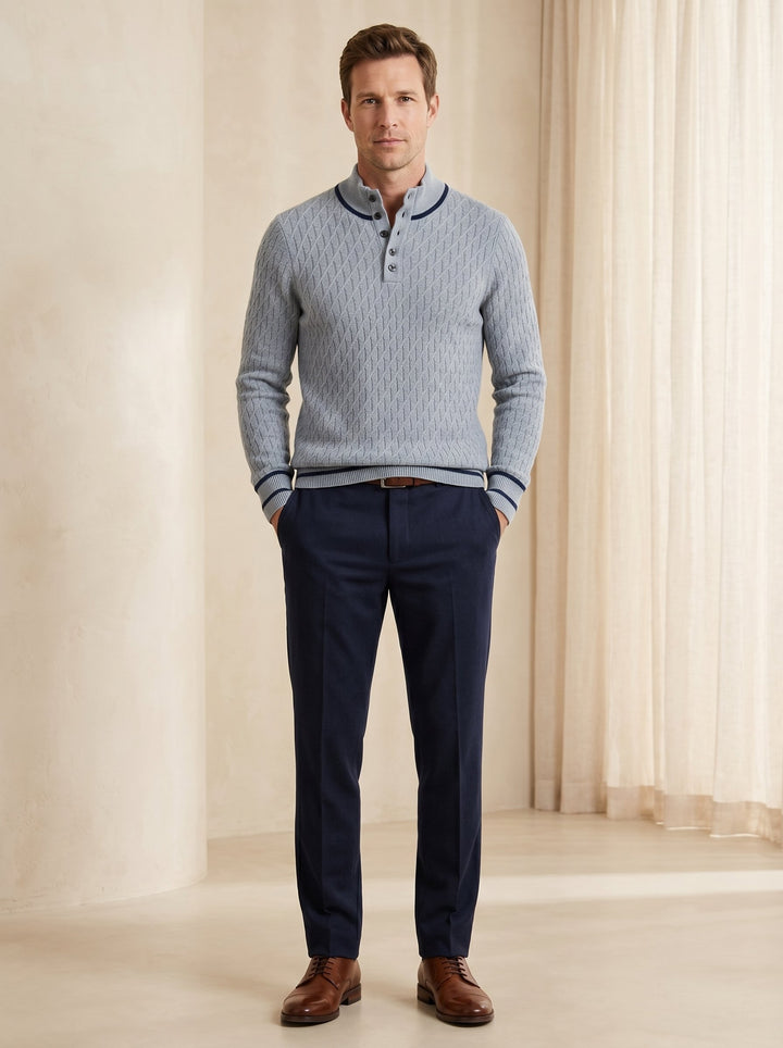 Henley Neck Cable Knit Cashmere Sweater candidate collection image