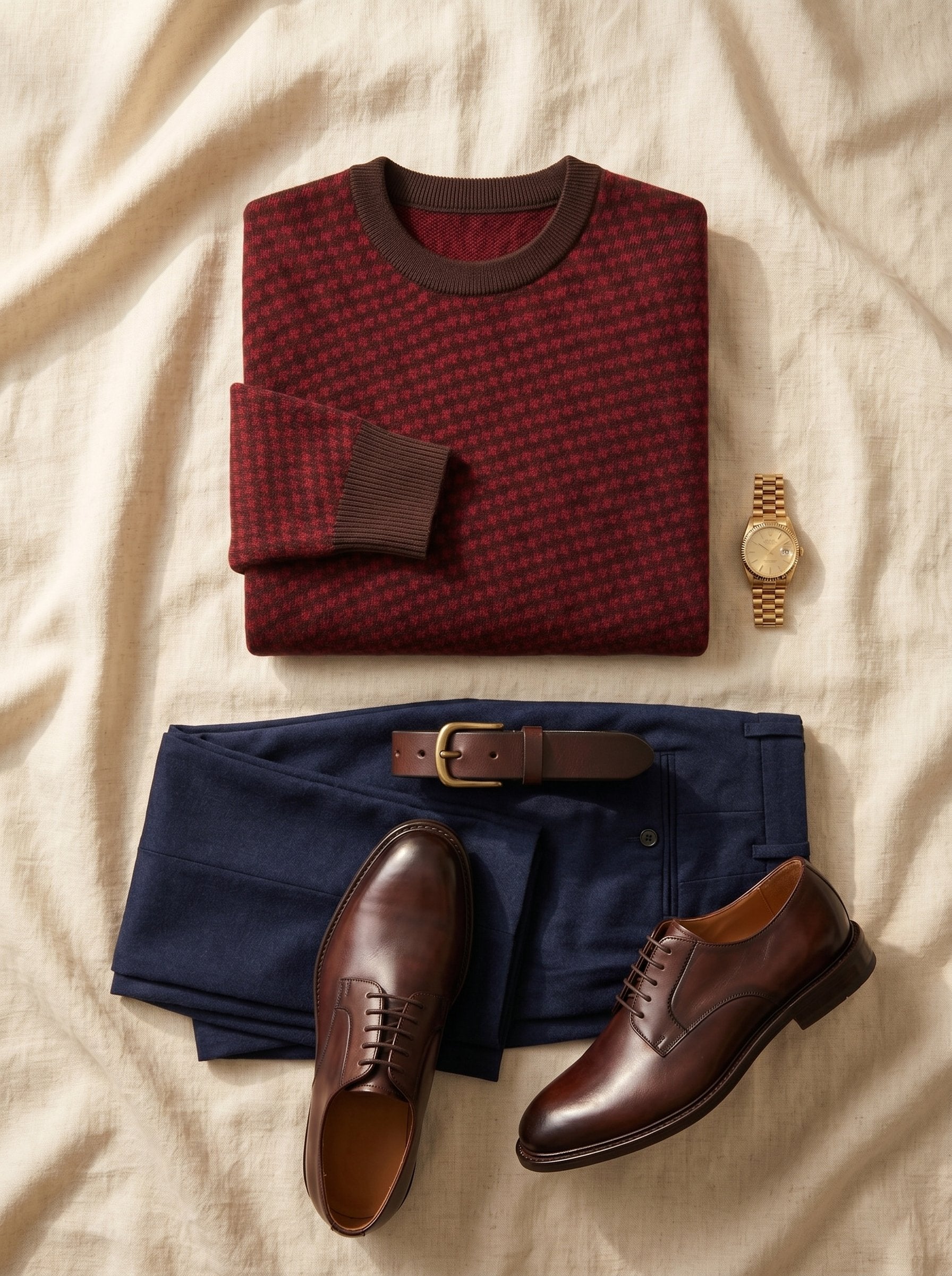 Men's Cashmere Crew Neck Sweater — Red