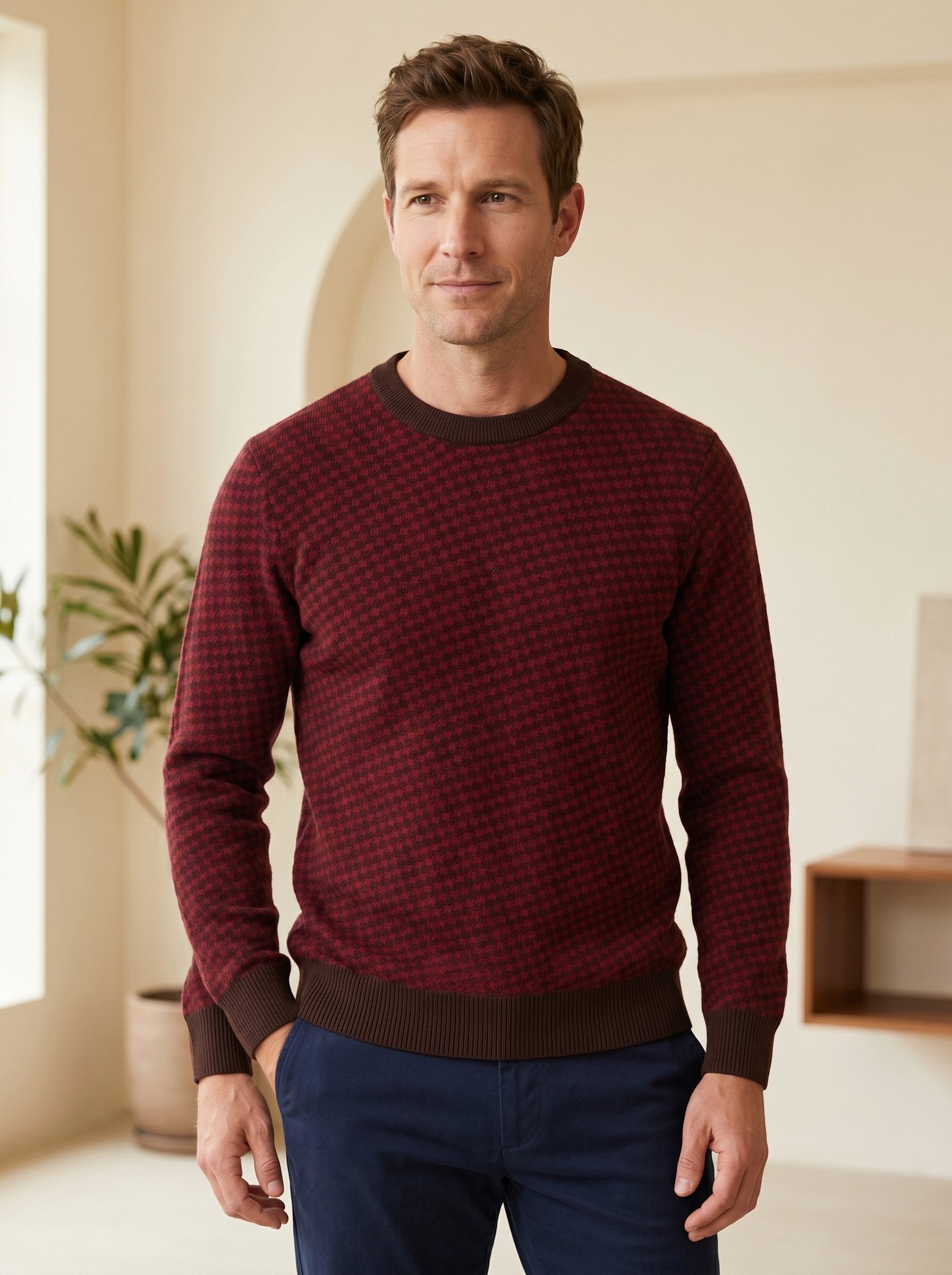 Men's Cashmere Crew Neck Sweater — Red