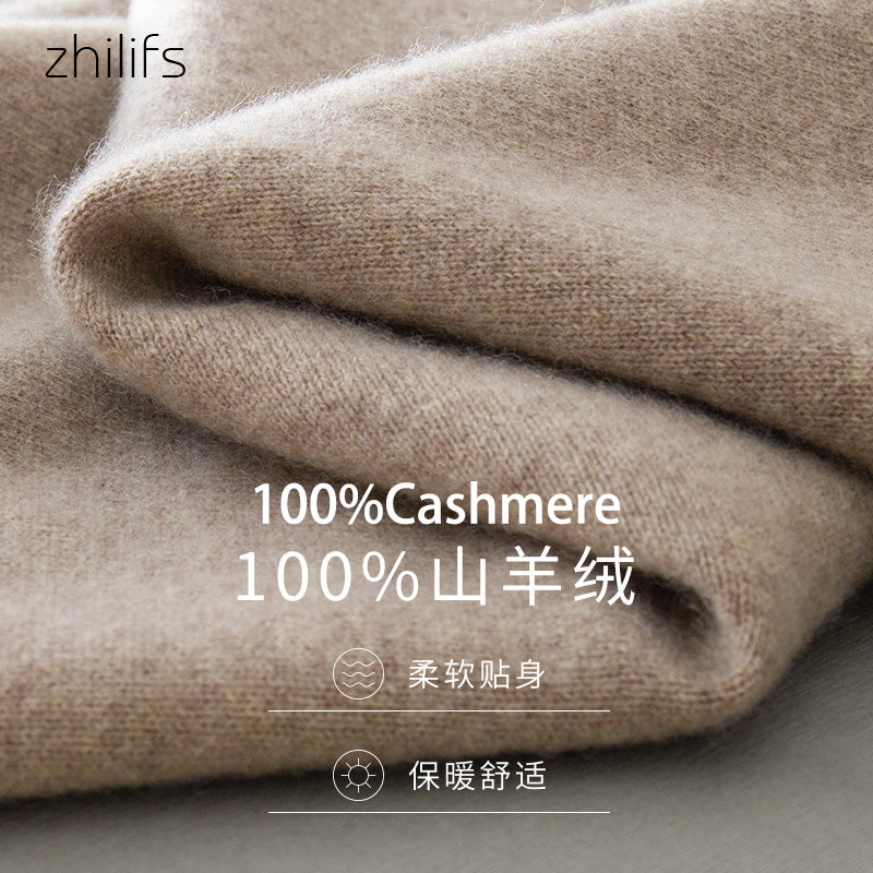 ZHILIFS Men's Cashmere Sweaters Soft Warm V-Neck Casual Pullovers Winter Long Sleeve Comfortable Basic Sweater Male Brand