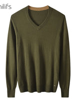 Fine Knit Wool V-Neck Sweater