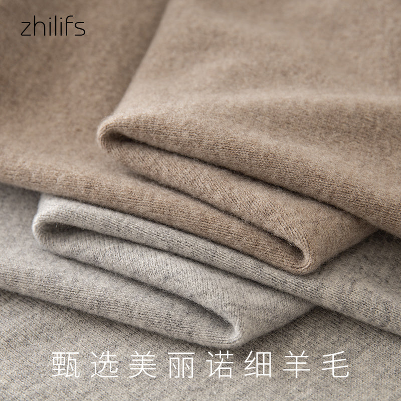 ZHILIFS Men's round neck Sweater Autumn Winter Men's Rollneck Warm wool Knitted Sweater Keep Warm Men Jumper