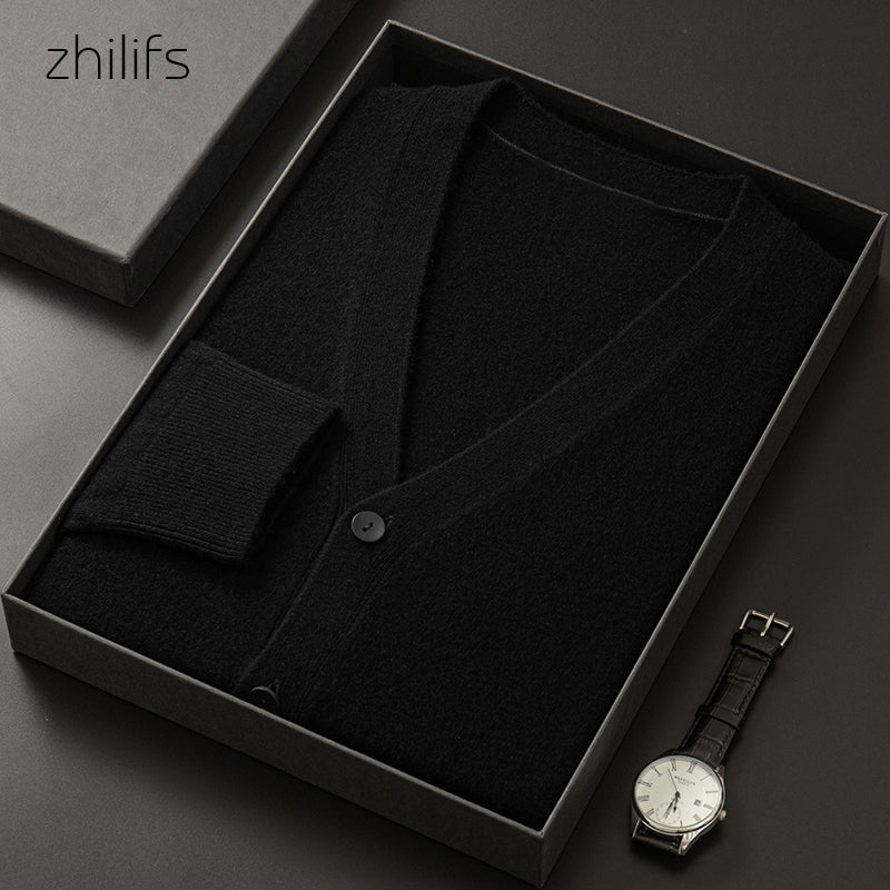 ZHILIFS winter New Cardigan Men Clothing Fashion 2022 Button Decor Super large Sweater Men Loose Casual Mens wool Cardigan