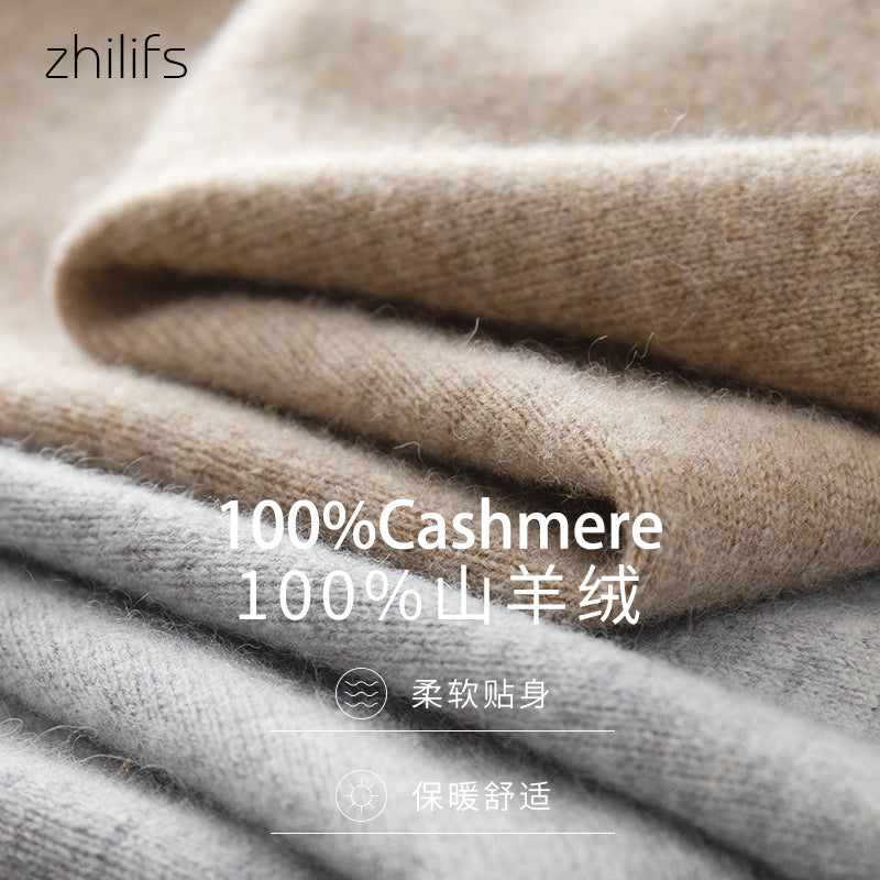 ZHILIFS Men pure Cashmere sweater men's High Neck Knitted Sweater and winter, thickened cashmere warm sweater Oversized Menswear