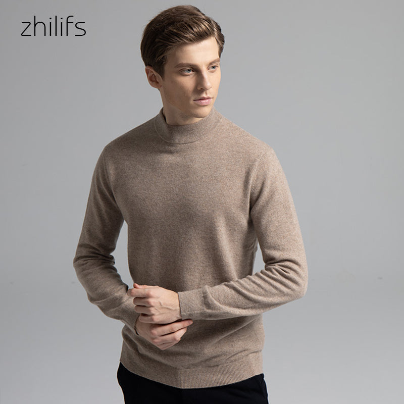 ZHILIFS Men Cashmere Sweater 2022 Men's Casual Winter Knit Warm Men Half Turtleneck Pullover Coat Outerwear Mens Sweaters And Pullo