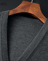 Solid V-Neck Wool Cardigan — Old