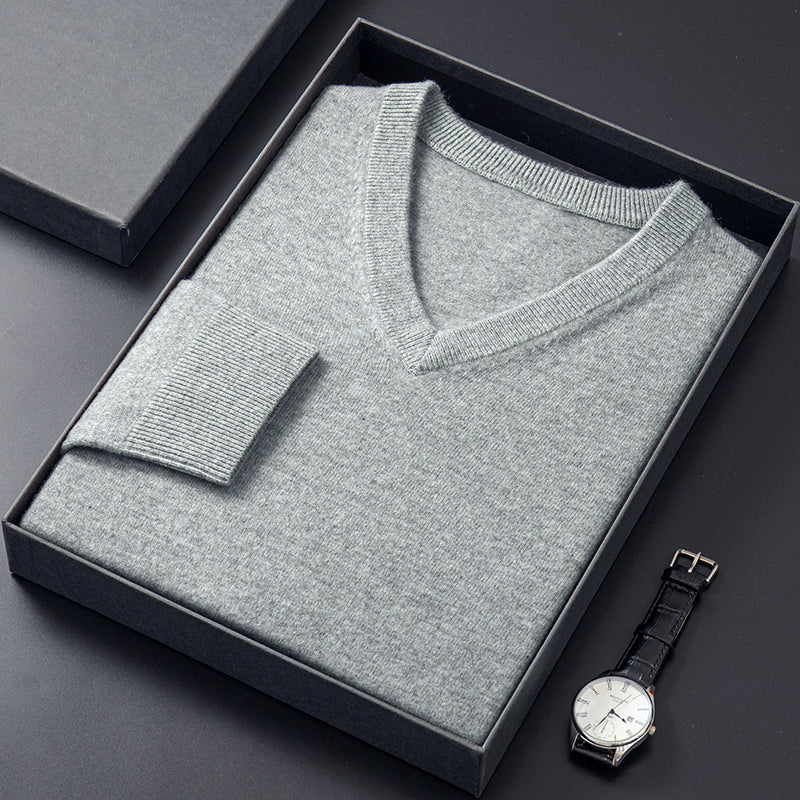 ZHILIFS Men's V-Neck Sweater Autumn Winter Men's Rollneck Warm wool Knitted Sweater Keep Warm Men Jumper