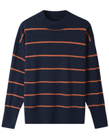 Women's Striped Mock Neck Sweater — Dark blue