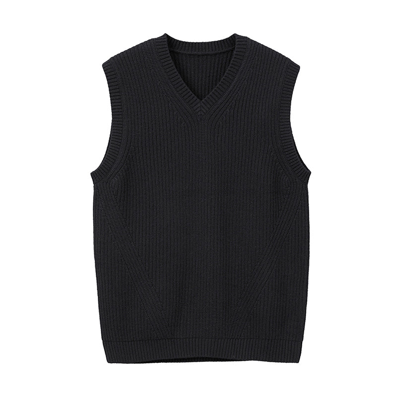 Mens V-Neck Knitted Sweater Sleeveless Pullover Knitwear Vest