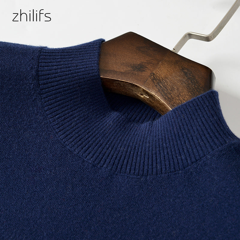 Men's Fine Knit Wool Turtleneck Sweater