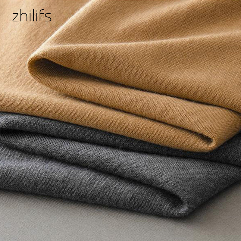 ZHILIFS Men's O-Neck Sweater Autumn Winter Men's Rollneck Warm wool Knitted Sweater Keep Warm Men Jumper Ultra thin