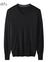 Fine Knit Wool V-Neck Sweater