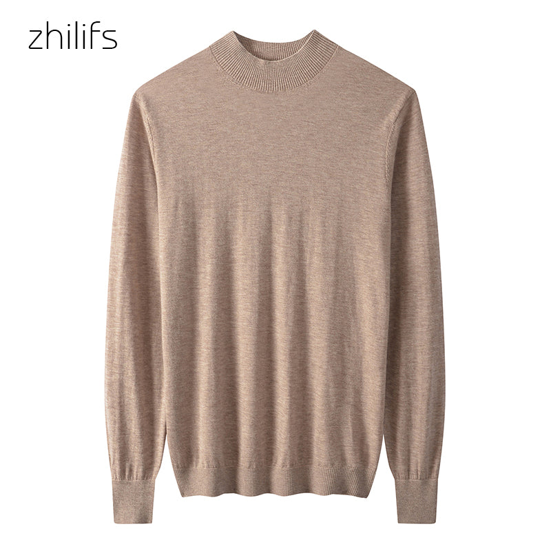 Men's Fine Knit Wool Turtleneck Sweater