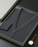 Solid V-Neck Wool Cardigan — Old