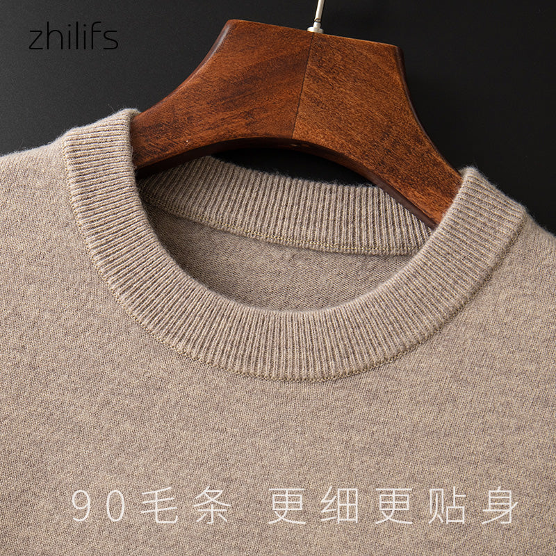 ZHILIFS Men's round neck Sweater Autumn Winter Men's Rollneck Warm wool Knitted Sweater Keep Warm Men Jumper