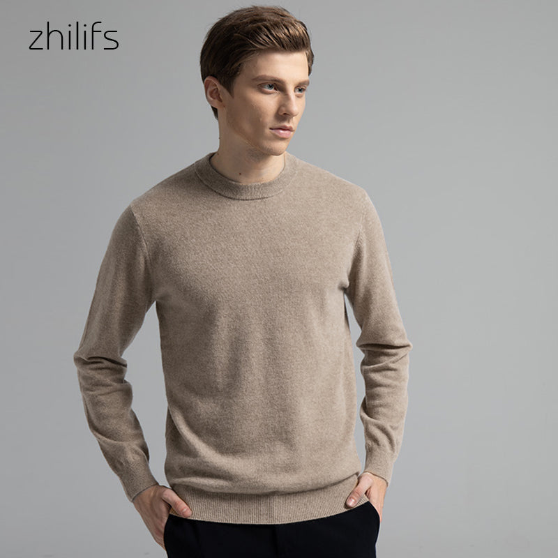 ZHILIFS Men's Cashmere Sweater Loose Pullovers Men Casual Warm Quality Mens Knitted Sweater Winter Fashion Sweaters for Men