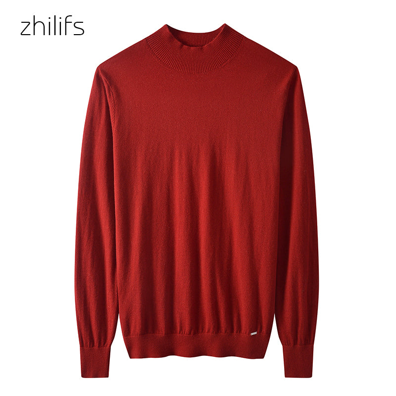 Men's Fine Knit Wool Turtleneck Sweater