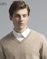 Solid V-Neck Cashmere Pullover Sweater