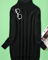 Women's High Lapel Split-Hem Cashmere Sweater