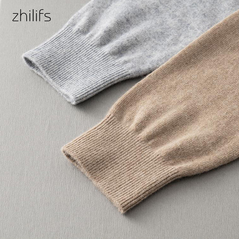 ZHILIFS Men's Cashmere Sweater Loose Pullovers Men Casual Warm Quality Mens Knitted Sweater Winter Fashion Sweaters for Men