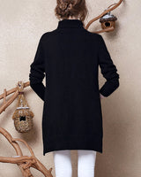 Women's High Lapel Split-Hem Cashmere Sweater