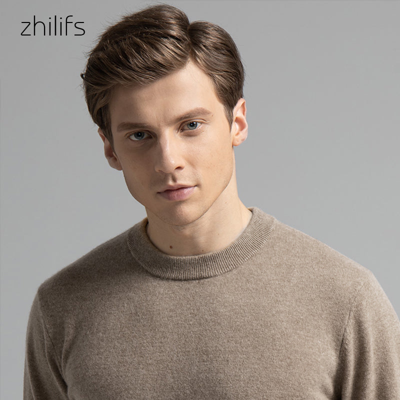 ZHILIFS Men's Cashmere Sweater Loose Pullovers Men Casual Warm Quality Mens Knitted Sweater Winter Fashion Sweaters for Men