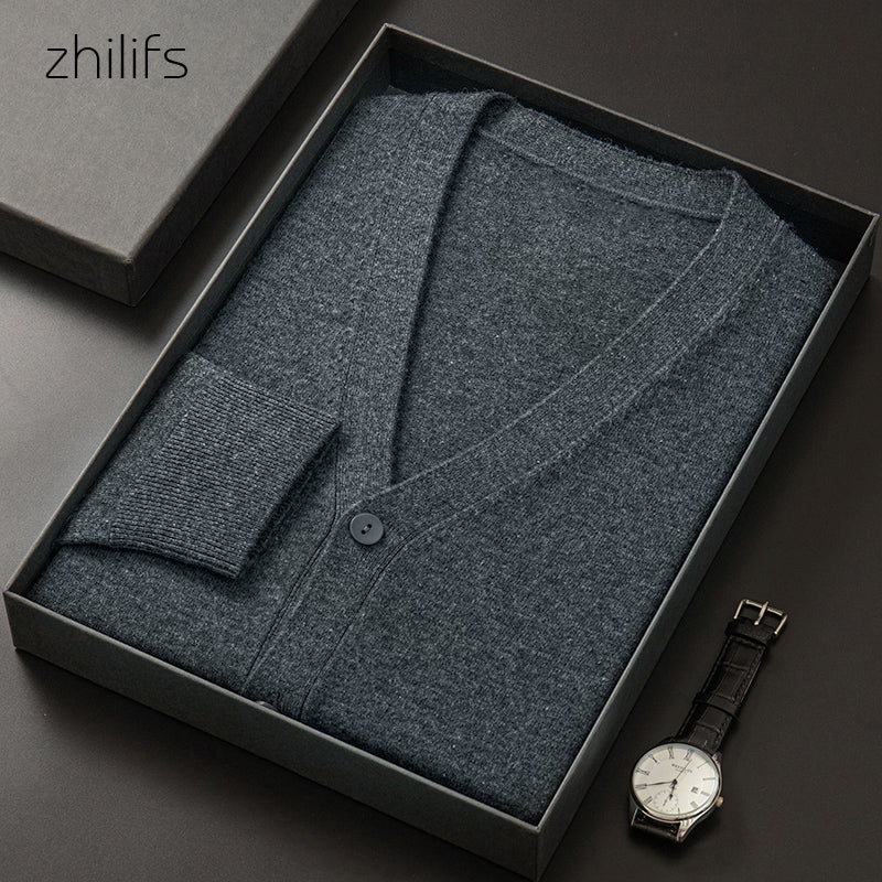 ZHILIFS winter New Cardigan Men Clothing Fashion 2022 Button Decor Super large Sweater Men Loose Casual Mens wool Cardigan