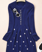 Women's Beaded Crew Neck Cashmere Sweater Dress
