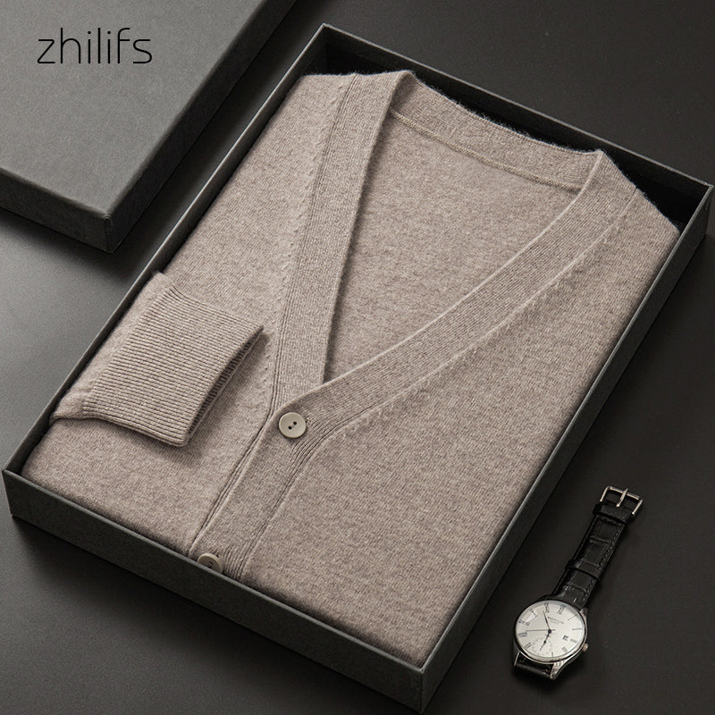 ZHILIFS winter New Cardigan Men Clothing Fashion 2022 Button Decor Super large Sweater Men Loose Casual Mens wool Cardigan