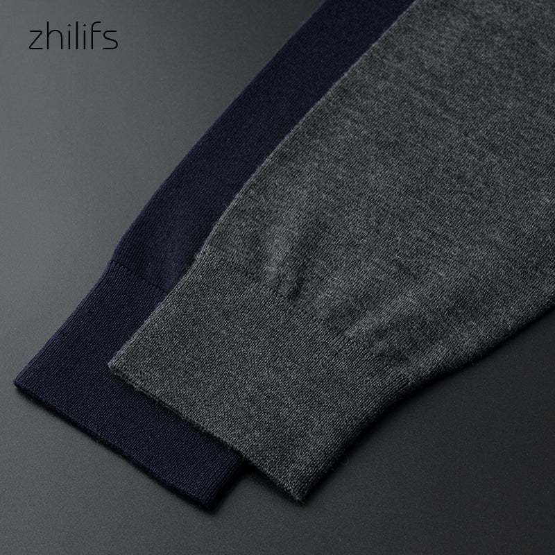 ZHILIFS Men's wool Cardigan V-neck Warm Solid Color Mens Cardigans Winter Basic Sweater Men ultra-thin wool cardigan