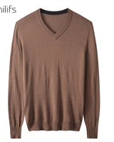 Fine Knit Wool V-Neck Sweater