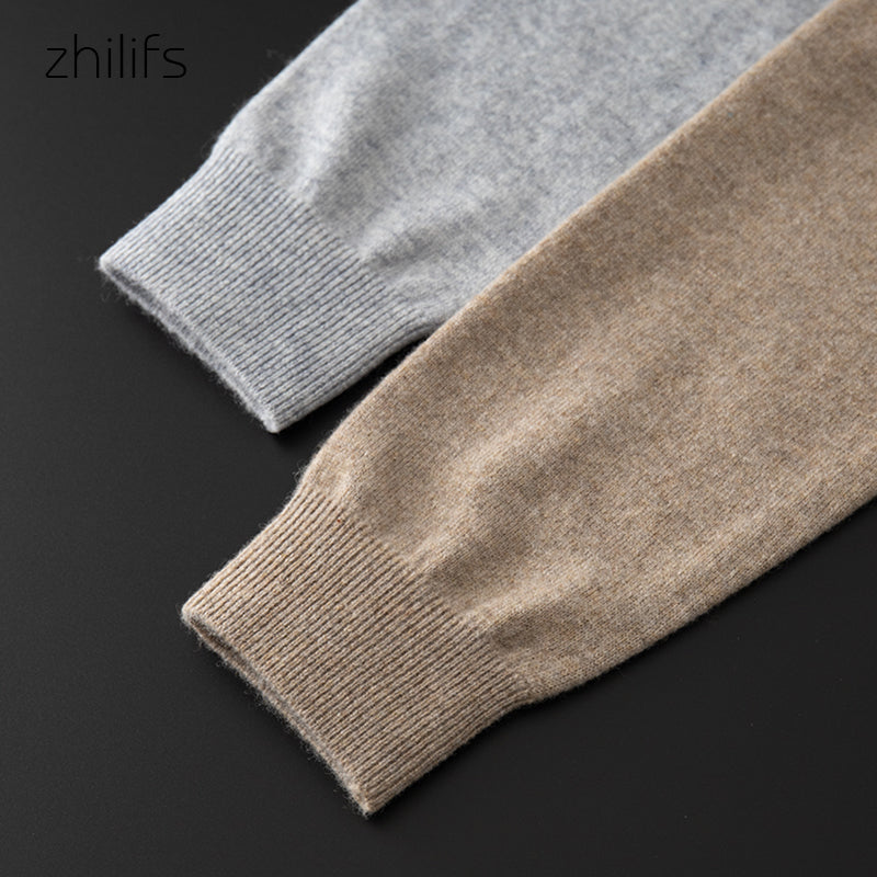 ZHILIFS Men pure Cashmere sweater men's High Neck Knitted Sweater and winter, thickened cashmere warm sweater Oversized Menswear