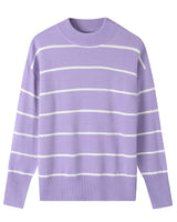 Women's Striped Mock Neck Sweater — Purple