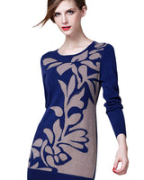 Women's Slim Round Neck Sweater Dress