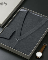 Solid V-Neck Wool Cardigan — Old