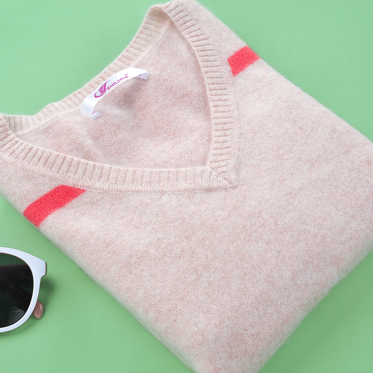 Women's Colorblock V-Neck Cashmere Sweater