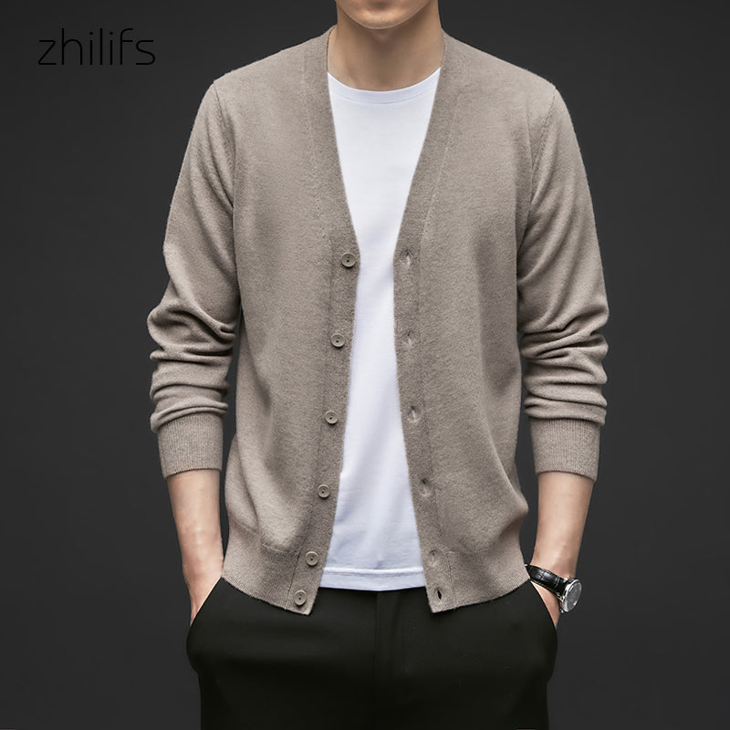 ZHILIFS winter New Cardigan Men Clothing Fashion 2022 Button Decor Super large Sweater Men Loose Casual Mens wool Cardigan