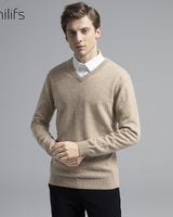 Solid V-Neck Cashmere Pullover Sweater