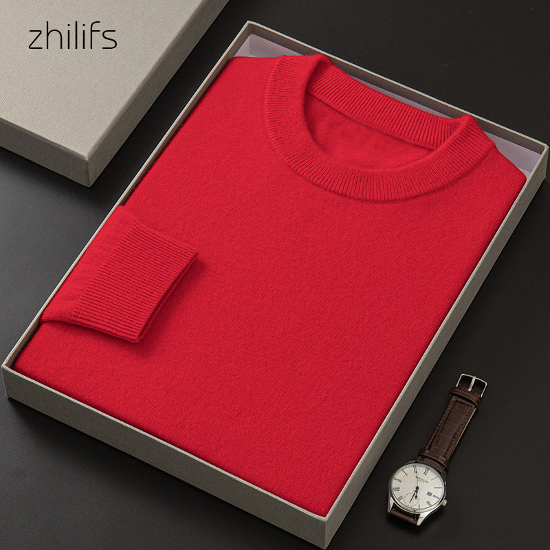 ZHILIFS Men's Cashmere Sweater Loose Pullovers Men Casual Warm Quality Mens Knitted Sweater Winter Fashion Sweaters for Men