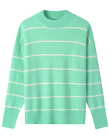 Women's Striped Mock Neck Sweater — Light Green