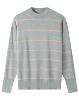 Women's Striped Mock Neck Sweater — Grey