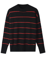 Women's Striped Mock Neck Sweater — Black