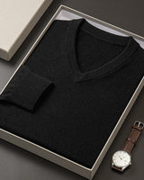 Solid V-Neck Cashmere Pullover Sweater