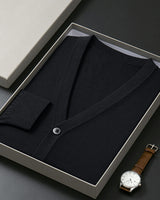 Solid V-Neck Wool Cardigan — Old